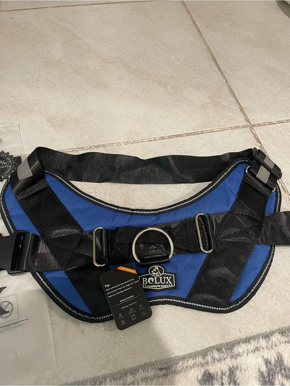 Bolux Blue & Black No-Pull Dog Harness